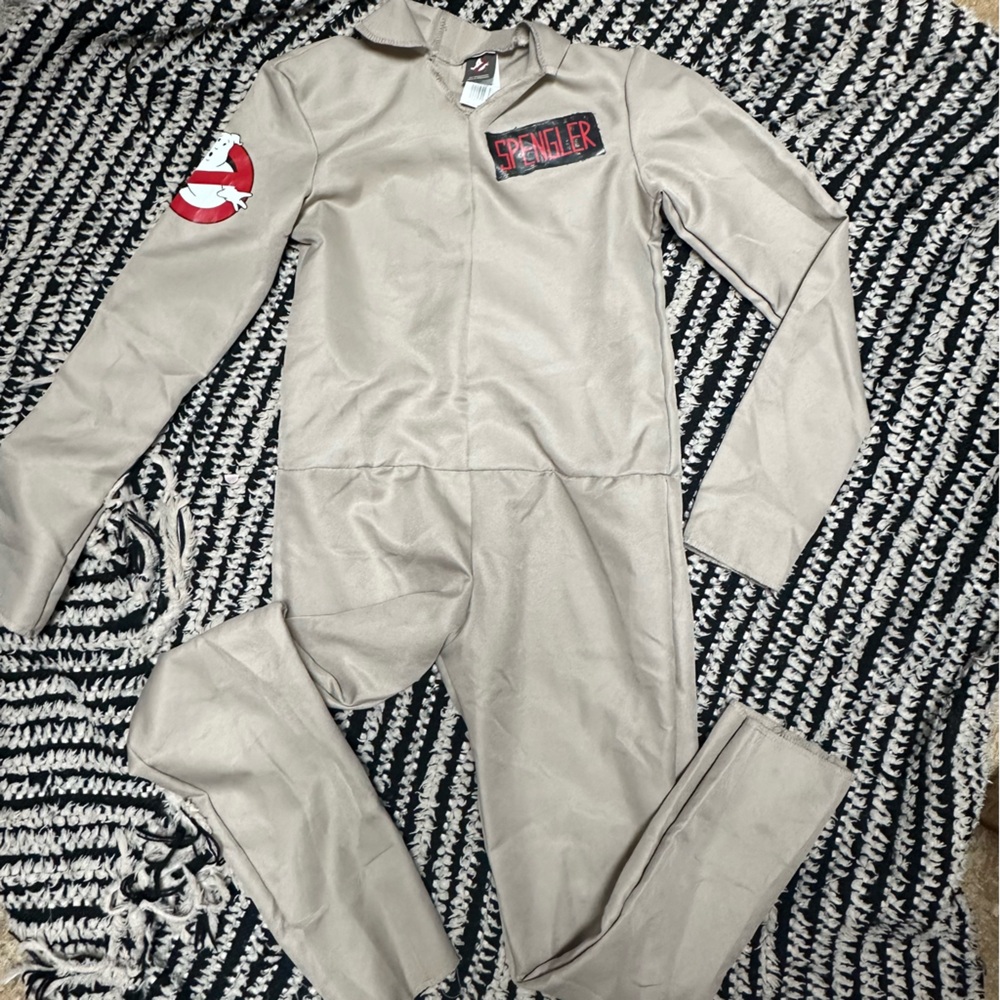 Ghostbusters Kids Spengler Halloween Cosplay Costume Khaki Jumpsuit W Logo Patch